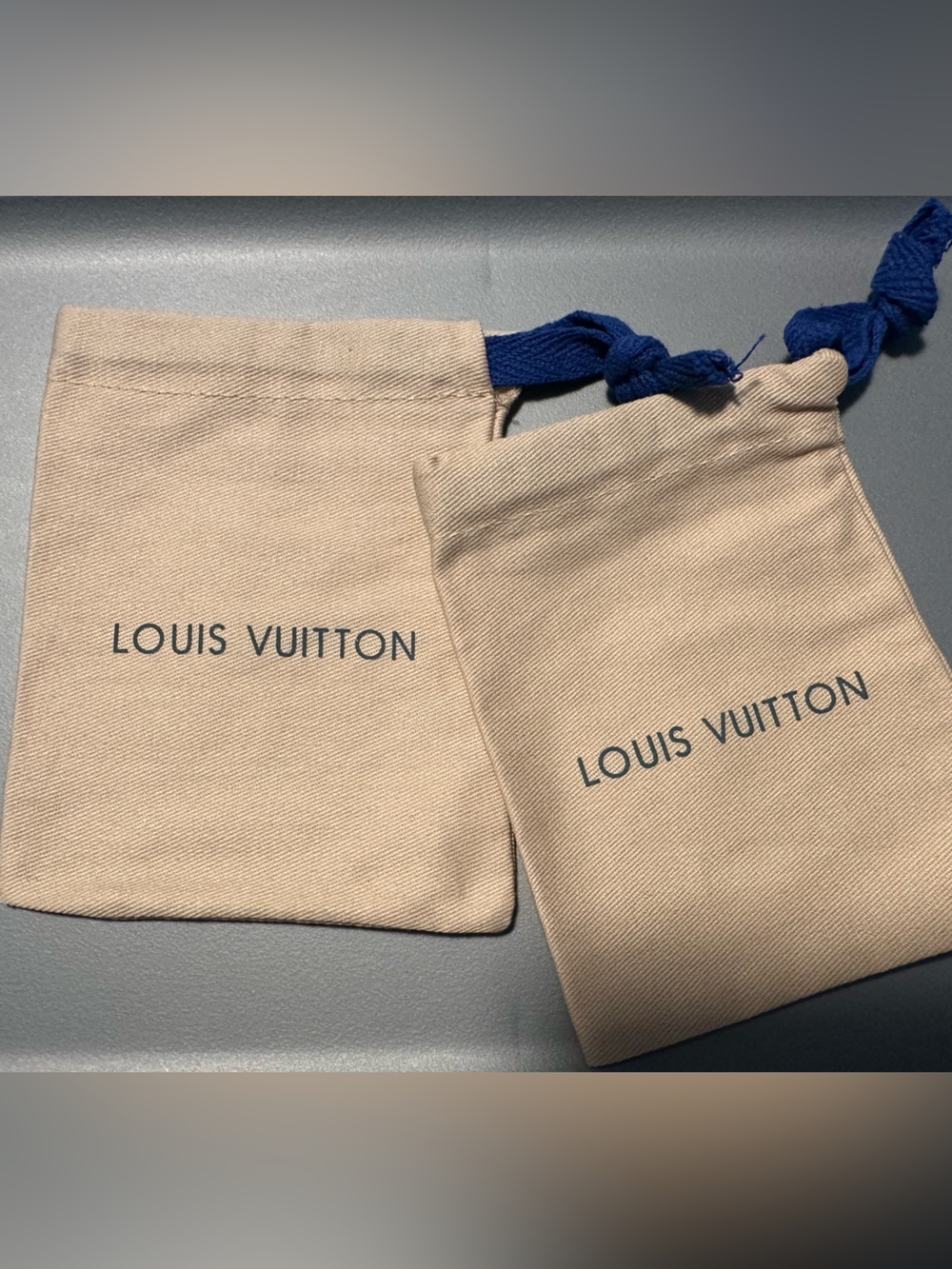 Two Louis Vuitton drawstring jewelry pouch case small gift dust bag